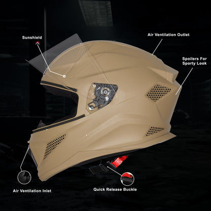 Steelbird SBH-25 Rudra ISI Certified Full Face Helmet for Men and Women Motorbike Helmet  (Dashing Dasert Strom)