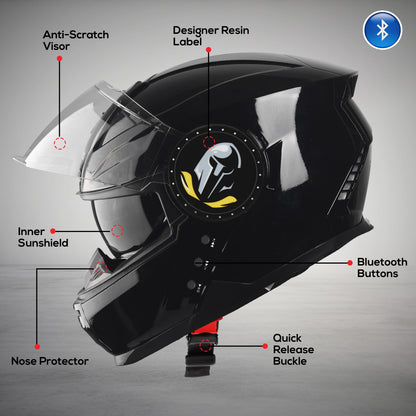 Steelbird Bluetooth Full Face ISI Certified Helmet for Men with Inner Smoke Sun Shield | SBH-40 7Wings