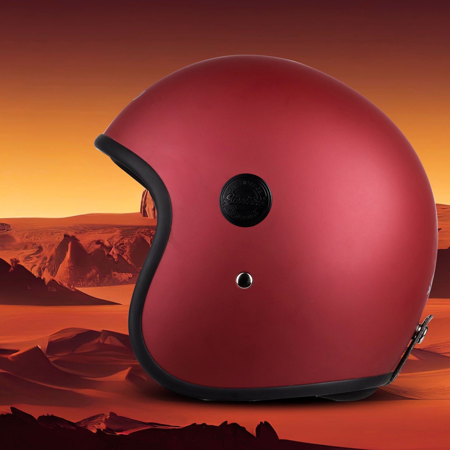 Steelbird SBH-55 Retro ISI Certified Open Face Helmet for Men and Women(Matt Maroon)
