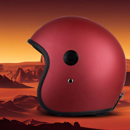 Steelbird SBH-55 Retro ISI Certified Open Face Helmet for Men and Women(Matt Maroon)