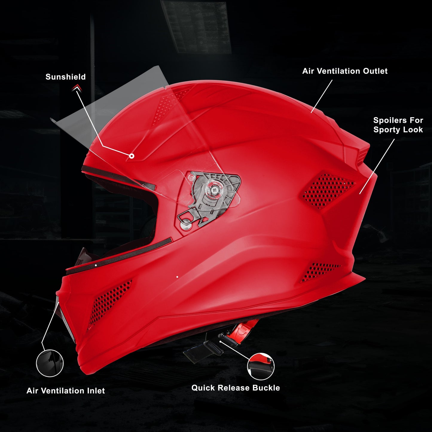 Steelbird SBH-25 Rudra ISI Certified Full Face Helmet for Men and Women Motorbike Helmet  (Glossy Cherry Red)