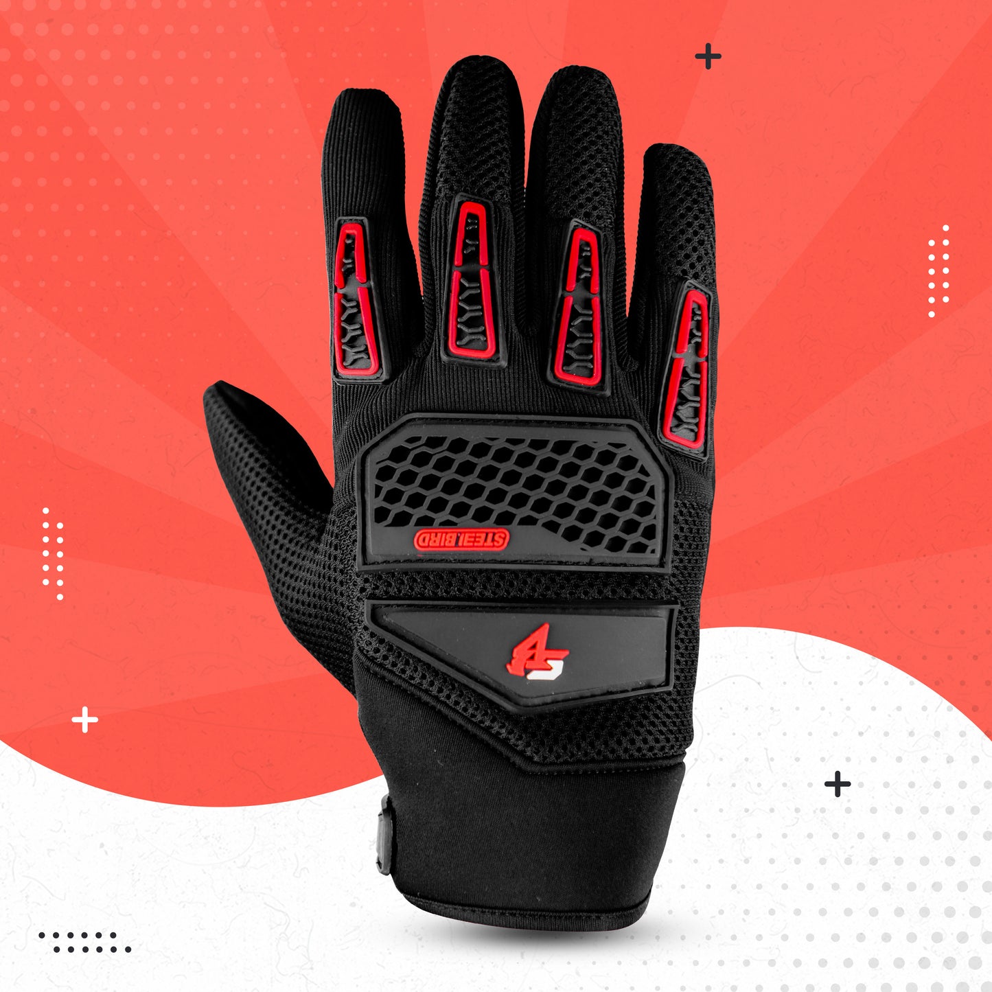 Steelbird Polyester Adventure A-2 Full Finger Bike Riding Gloves with Touch Screen Sensitivity at Thumb and Index Finger, Protective Off-Road Motorbike Racing .