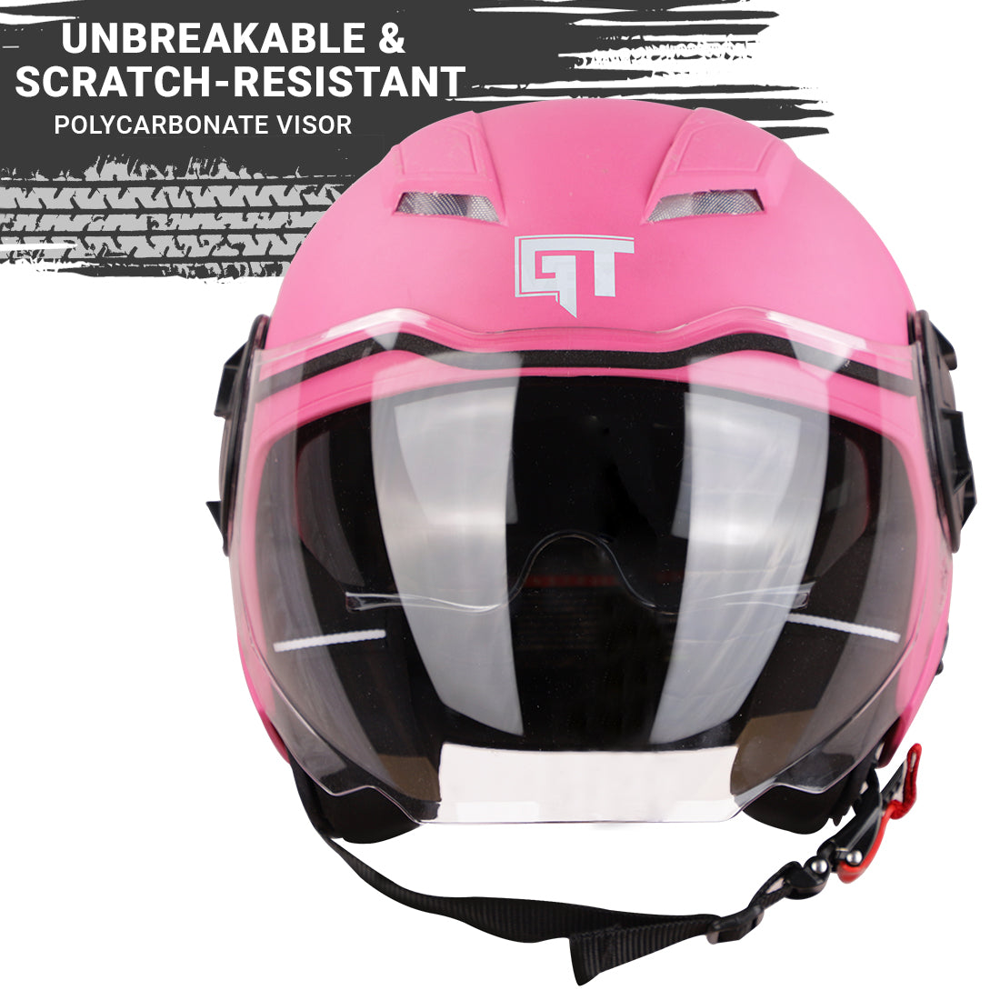 Steelbird GT Dashing ISI Certified Open Face Helmet for Men and Women with Inner Sun Shield ( Dual Visor Mechanism )