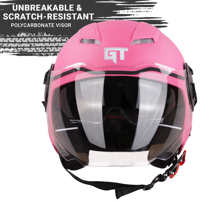 Steelbird GT Dashing ISI Certified Open Face Helmet for Men and Women with Inner Sun Shield ( Dual Visor Mechanism )