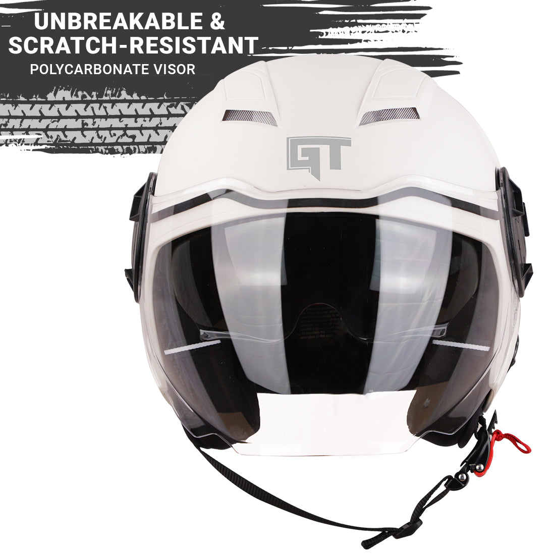Steelbird GT Dashing ISI Certified Open Face Helmet for Men and Women with Inner Sun Shield ( Dual Visor Mechanism )