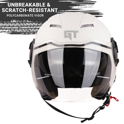 Steelbird GT Dashing ISI Certified Open Face Helmet for Men and Women with Inner Sun Shield ( Dual Visor Mechanism )