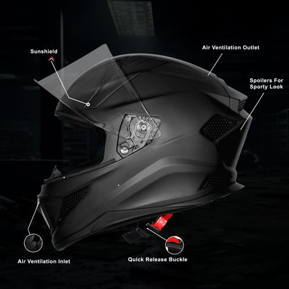 Steelbird SBH-25 Rudra ISI Certified Full Face Helmet for Men and Women Motorbike Helmet  (Glossy Honda Grey)