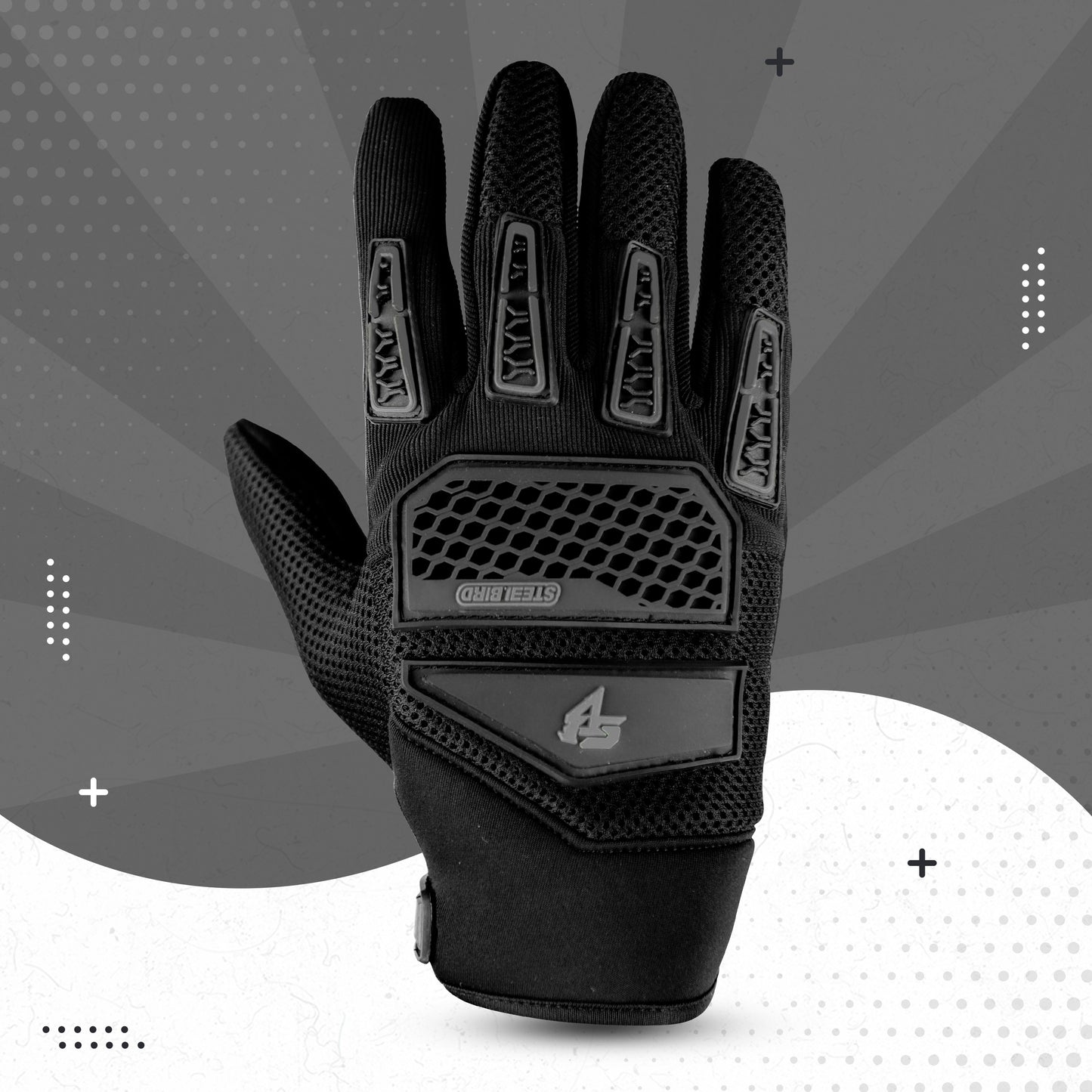 Steelbird Polyester Adventure A-2 Full Finger Bike Riding Gloves with Touch Screen Sensitivity at Thumb and Index Finger, Protective Off-Road Motorbike Racing .