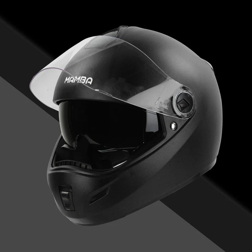 Steelbird SBH-34 Mamba ISI Certified Full Face Helmet for Men and Women with Inner Smoke Sun Shield (Dashing Black)