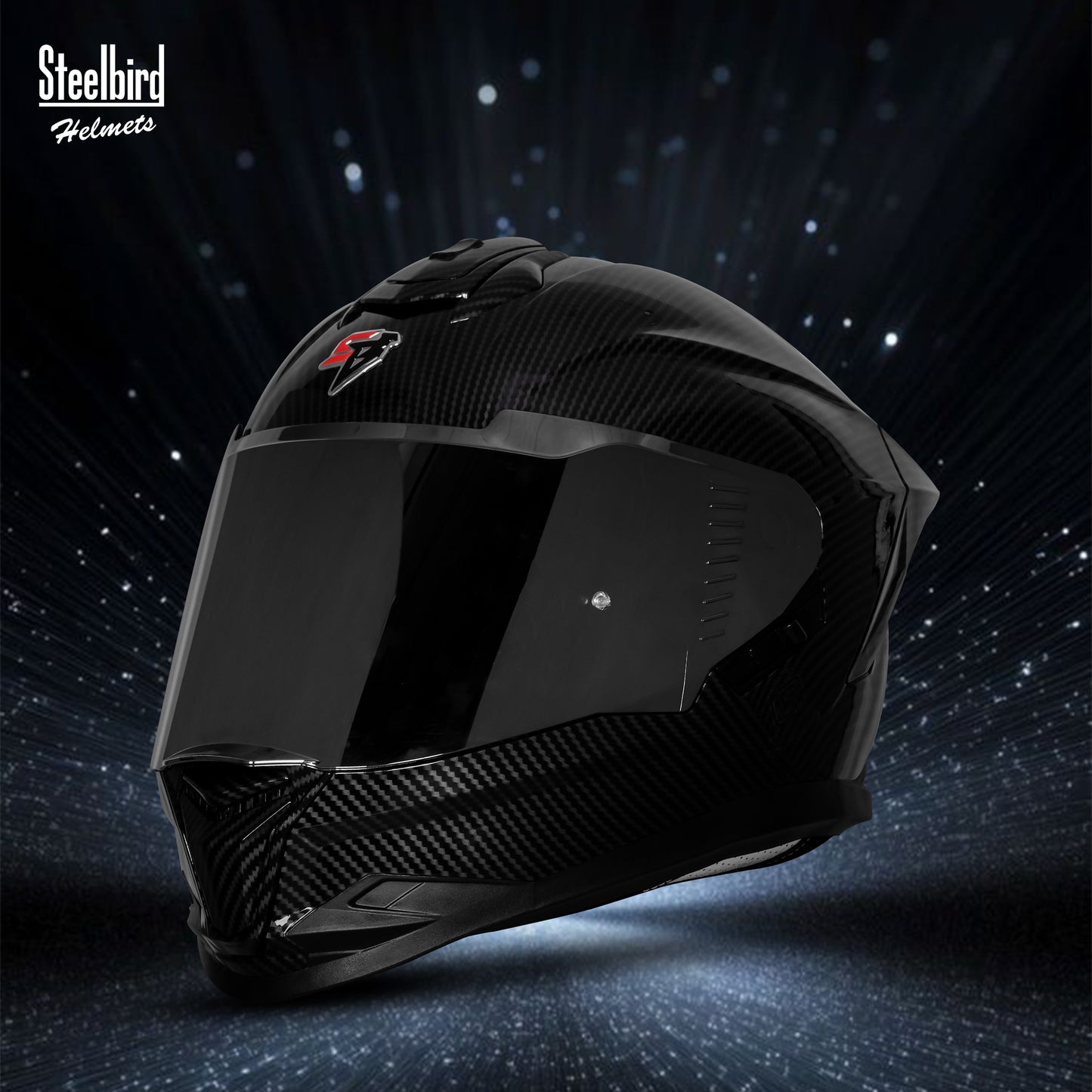 Steelbird SBH-57 Fighter F11 ISI and DOT Certified Full Face Helmet for Men Motorbike Helmet  (Glossy Black)