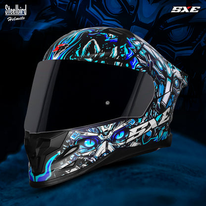 Steelbird SBH-61 SXE X1 Pinlock ISI and Dot Certified Full Face Helmet for Men with Inner Silver Sunshield .Anti Fog Visor.