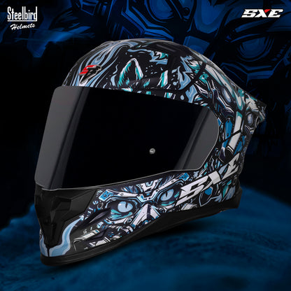 Steelbird SBH-61 SXE Pinlock X1 ISI and Dot Certified Full Face Helmet for Men with Inner Silver Sunshield . Anti Fog Visor.
