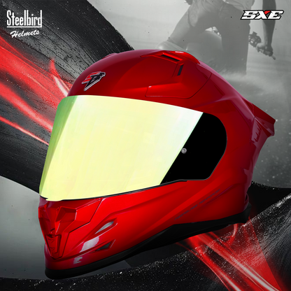 Steelbird SBH-61 SXE TPE Edition ISI and Dot Certified Full Face Helmet for Men with Inner Silver Sunshield . Clear With Chrome Visor.