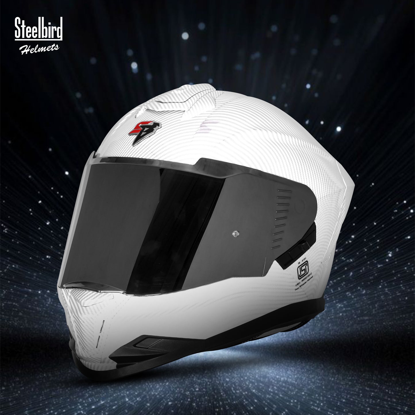 Steelbird SBH-57 Fighter F11 ISI and DOT Certified Full Face Helmet for Men Motorbike Helmet  (Glossy White)