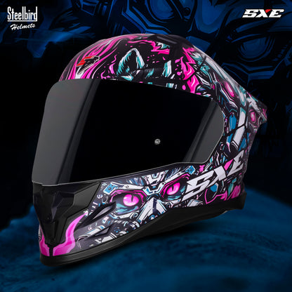 Steelbird SBH-61 SXE X1 Pinlock ISI and Dot Certified Full Face Helmet for Men with Inner Silver Sunshield .Anti Fog Visor.