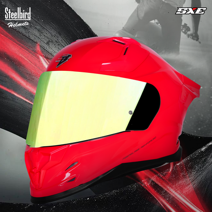 Steelbird SBH-61 SXE Pinlock ISI and Dot Certified Full Face Helmet for Men with Inner Silver Sunshield . Clear With Chrome Visor.
