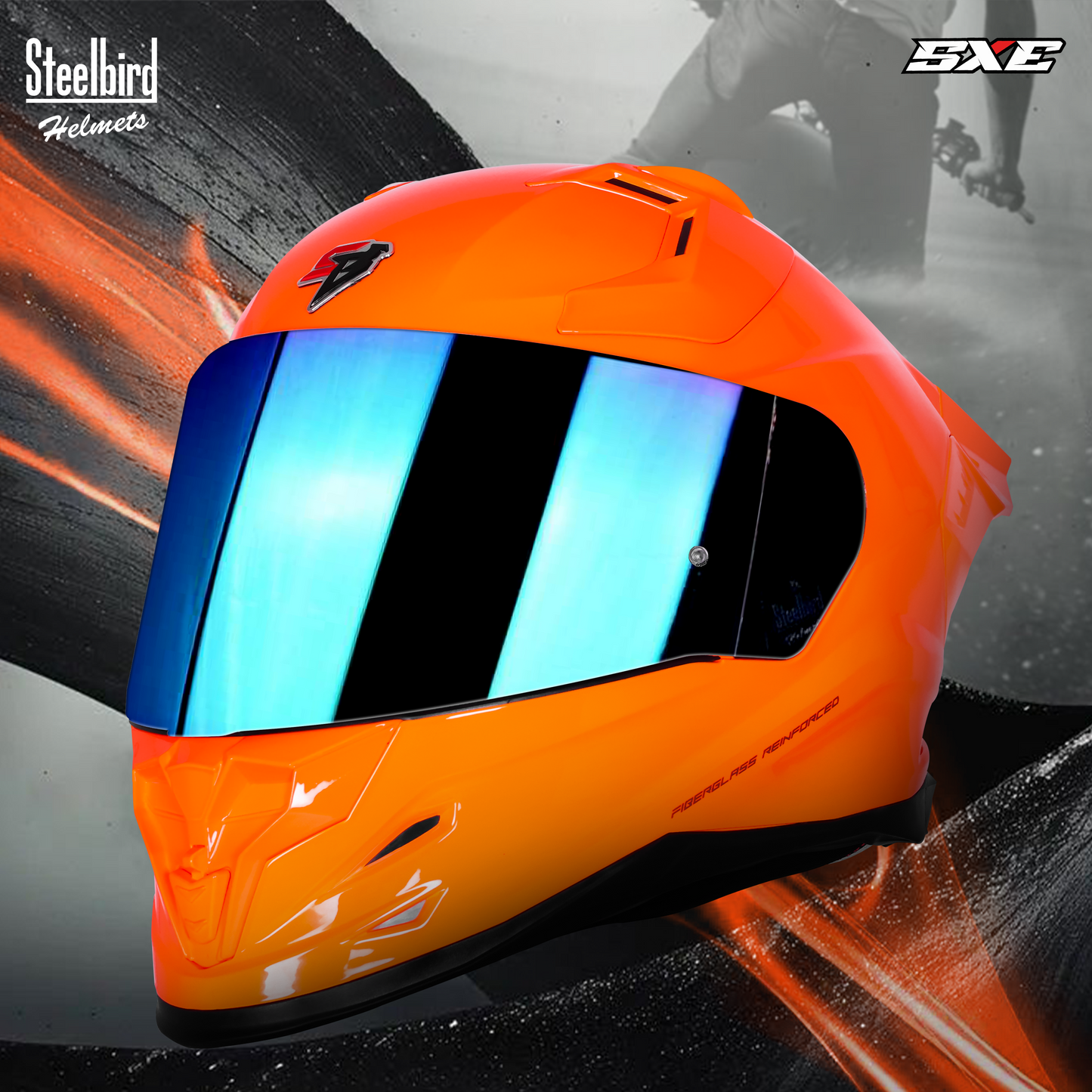 Steelbird SBH-61 SXE Pinlock ISI and Dot Certified Full Face Helmet for Men with Inner Silver Sunshield . Clear With Chrome Visor.