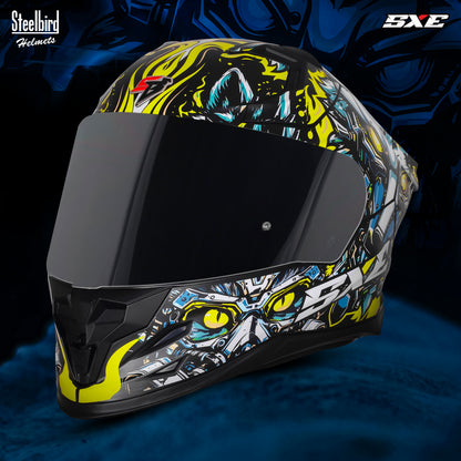 Steelbird SBH-61 SXE X1 Pinlock ISI and Dot Certified Full Face Helmet for Men with Inner Silver Sunshield .Anti Fog Visor.