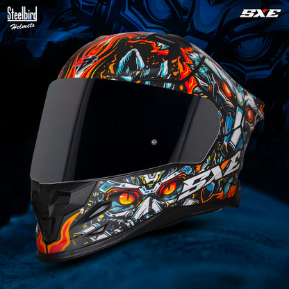 Steelbird SBH-61 SXE X1  Pinlock ISI and Dot Certified Full Face Helmet for Men with Inner Silver Sunshield .Anti Fog Visor.