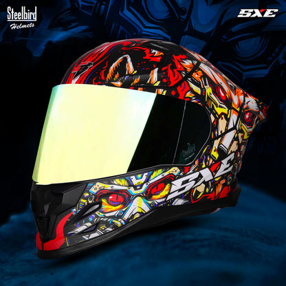 Steelbird SBH-61 SXE X1 ISI and Dot Certified Full Face Helmet for Men with Inner Silver Sunshield .