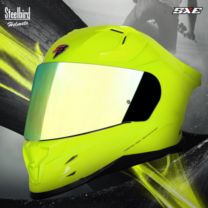 Steelbird SBH-61 SXE  Pinlock ISI and Dot Certified Full Face Helmet for Men with Inner Silver Sunshield . Clear With Chrome Visor.