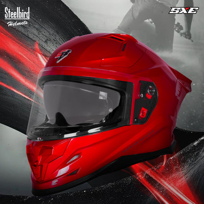 Steelbird SBH-61 SXE  Pinlock ISI and Dot Certified Full Face Helmet for Men with Inner Silver Sunshield . Clear With Anti Fog Shield.
