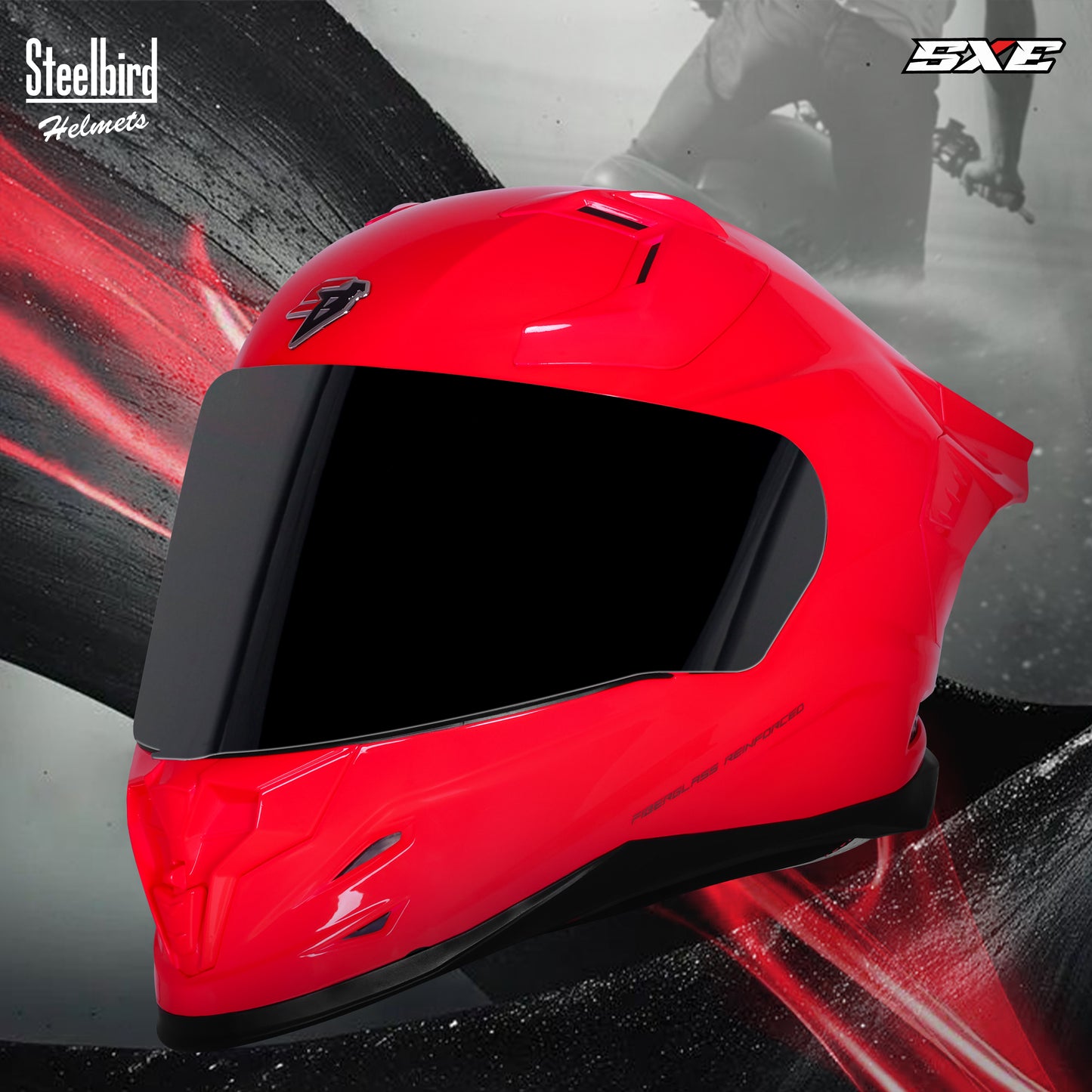 Steelbird SBH-61 SXE ISI and Dot Certified Full Face Helmet for Men with Inner Silver Sunshield . Clear With Chrome Visor.