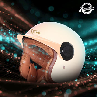 Steelbird SBH 65 Retro 3.0 DOT and ISI Certified Open Face Helmet for Men and Women . (Glossy Coral Peach)