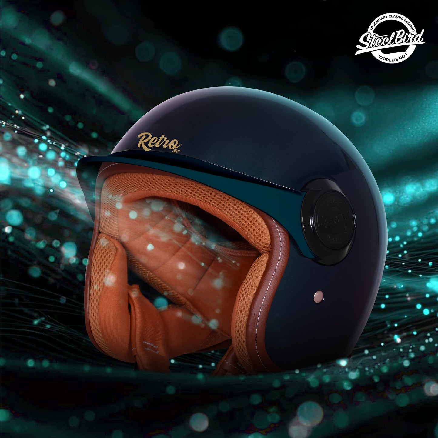 Steelbird SBH 65 Retro 3.0 DOT and ISI Certified Open Face Helmet for Men and Women . (Glossy Forest Green)