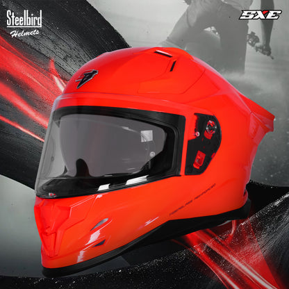 Steelbird SBH-61 SXE  Pinlock ISI and Dot Certified Full Face Helmet for Men with Inner Silver Sunshield . Clear With Anti Fog Shield.