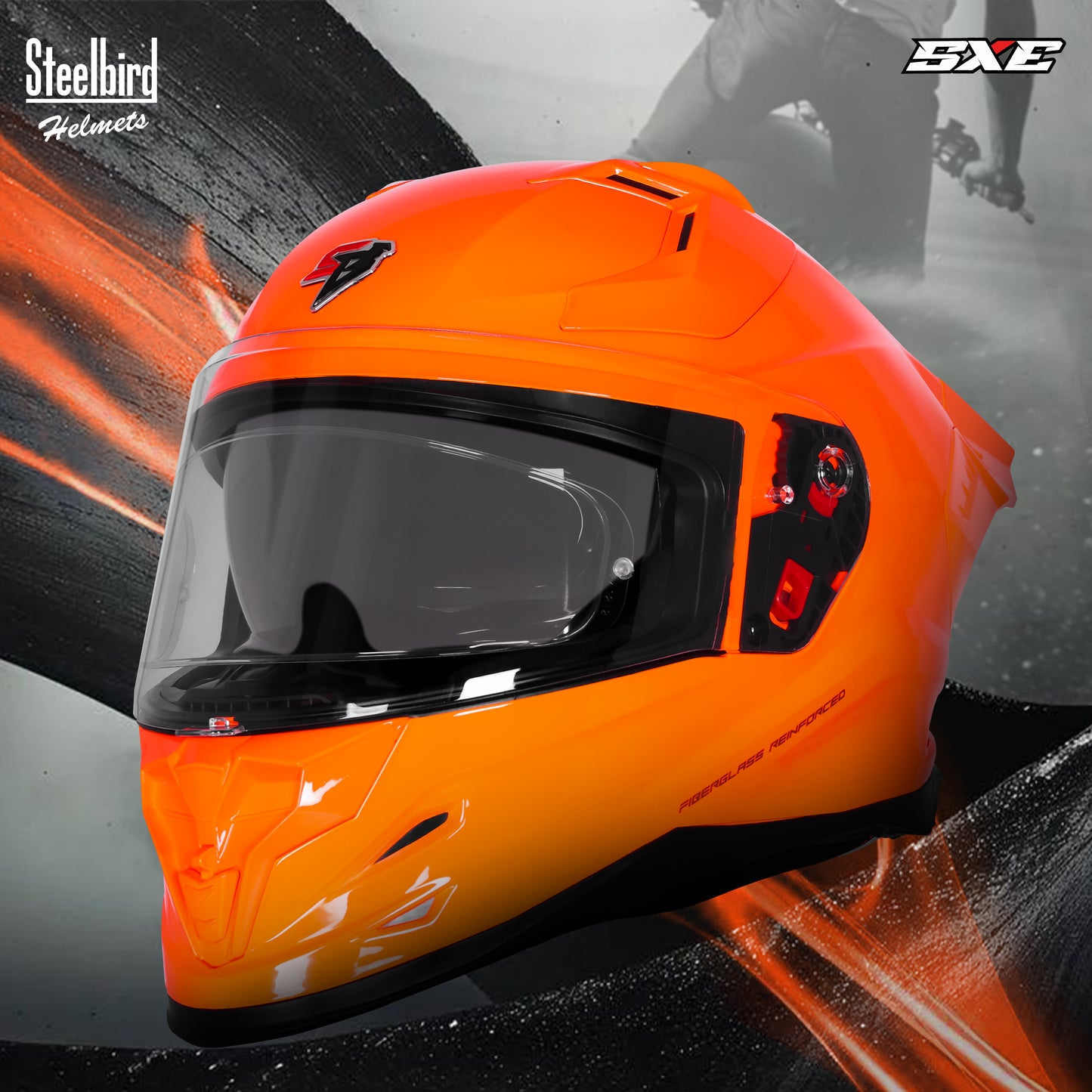 Steelbird SBH-61 SXE  Pinlock ISI and Dot Certified Full Face Helmet for Men with Inner Silver Sunshield . Clear With Anti Fog Shield.