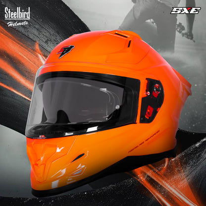 Steelbird SBH-61 SXE  Pinlock ISI and Dot Certified Full Face Helmet for Men with Inner Silver Sunshield . Clear With Anti Fog Shield.