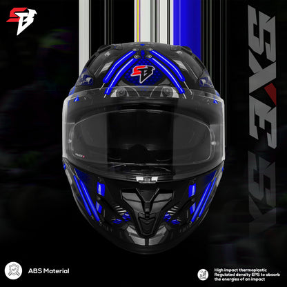 Steelbird SBH-61 SXE X2 Pinlock ISI and Dot Certified Full Face Helmet for Men and with Inner Silver Sunshield  (Glossy Black Blue with Anti fog Shield)