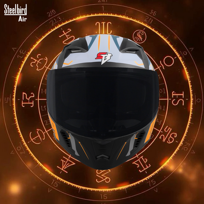 Steelbird SBA-20 01 ISI Certified Flip-Up Graphic Helmet for Men and Women with Inner Chrome Sun Shield .(Glossy Black Orange with Smoke Visor)