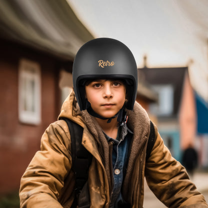 Steelbird SBH-55 Retro ISI Certified Open Face Helmet for Men and Women(Matt Honda Grey)