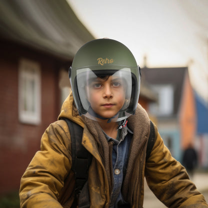 Steelbird SBH-56 Retro Steelbird SBH-56 Retro ISI Certified Open Face Helmet for Men and Women  (Matt Battle Green)