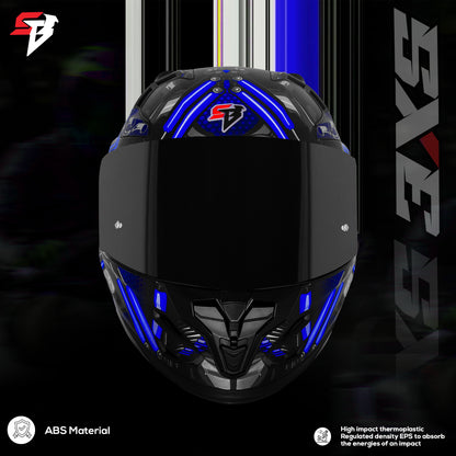 Steelbird SBH-61 SXE X2 Pinlock ISI and Dot Certified Full Face Helmet for Men and with Inner Silver Sunshield (Glossy Black Blue with Smoke Visor)