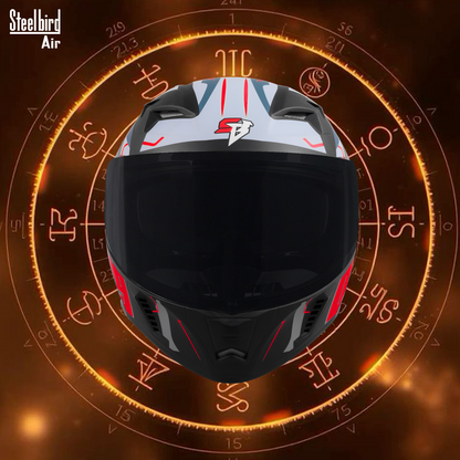 Steelbird SBA-20 01 ISI Certified Flip-Up Graphic Helmet for Men and Women with Inner Chrome Sun Shield .(Glossy Black Red with Smoke Visor)