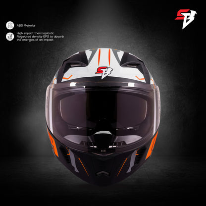 Steelbird SBA-20 09 ISI Certified Flip-Up Graphic Helmet for Men and Women with Inner Chrome Sun Shield .(Glossy Black Orange with Smoke Visor)