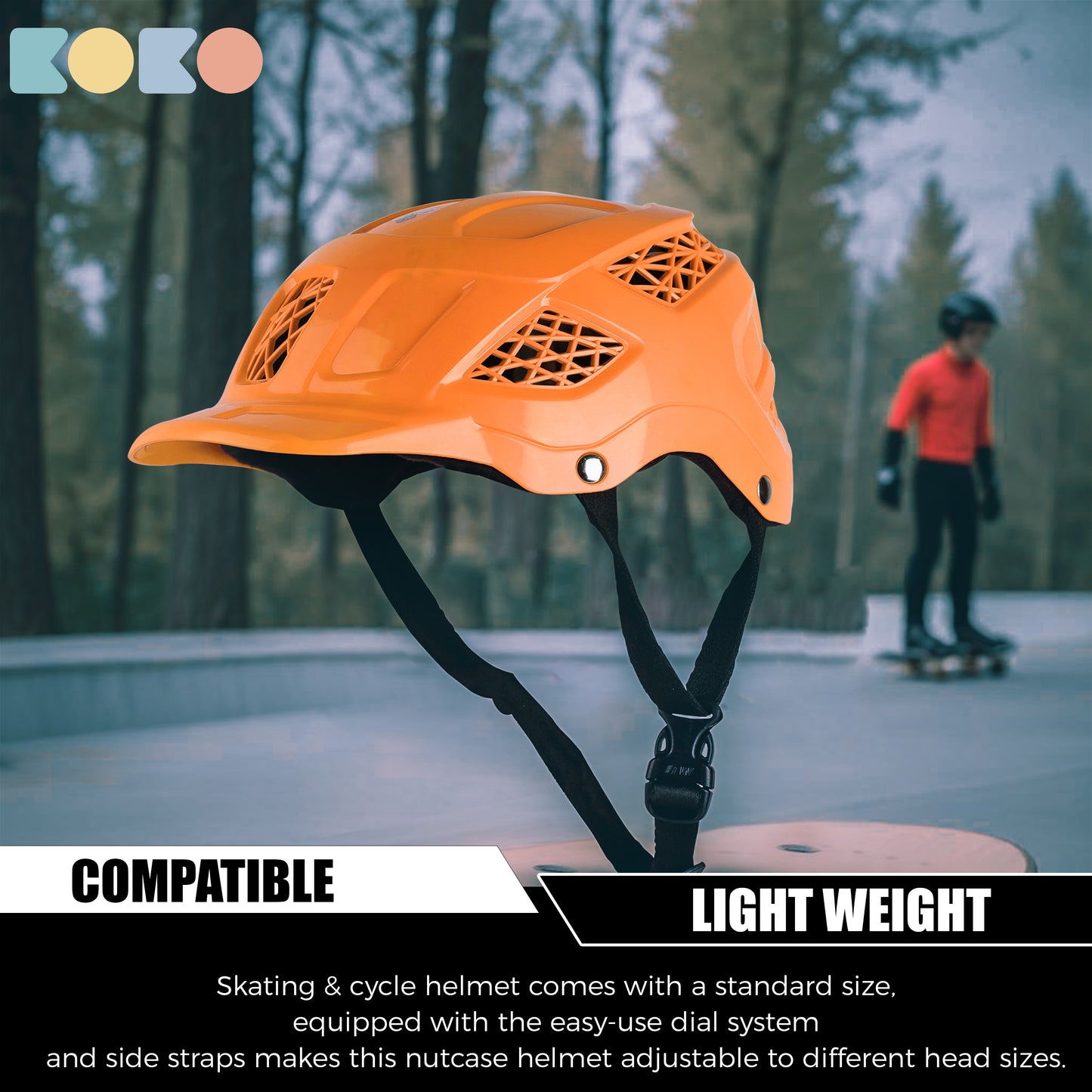Koko Dragon Kids Skating & Cycling Helmet | Protective Gear for Boys & Girls (Orange).