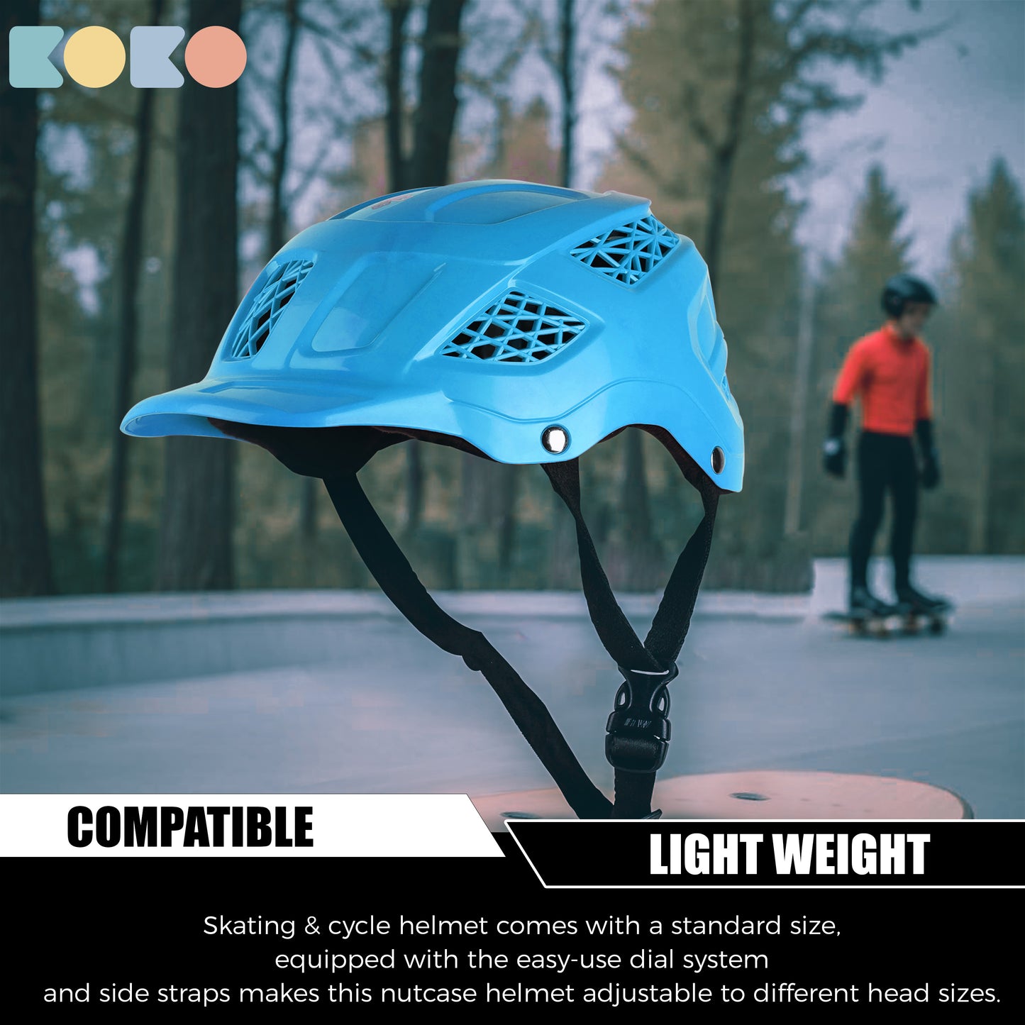 Koko Dragon Kids Skating & Cycling Helmet | Protective Gear for Boys & Girls (Sky Blue).