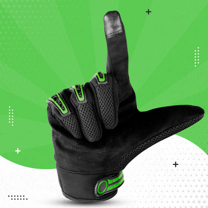 Steelbird Polyester Adventure A-2 Full Finger Bike Riding Gloves with Touch Screen Sensitivity at Thumb and Index Finger, Protective Off-Road Motorbike Racing