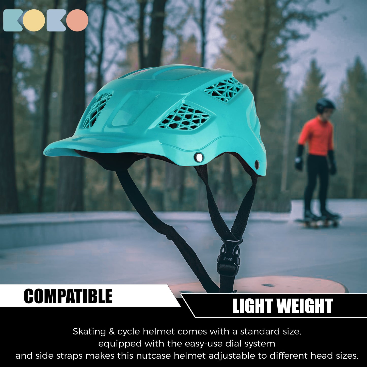 Koko Dragon Kids Skating & Cycling Helmet | Protective Gear for Boys & Girls (Sea Green).