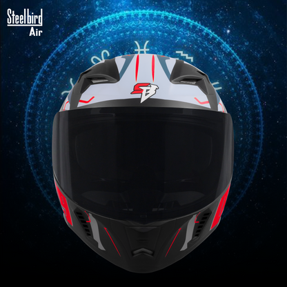 Steelbird SBA-20 05 ISI Certified Flip-Up Graphic Helmet for Men and Women with Inner Chrome Sun Shield .(Glossy Black Red with Smoke Visor).