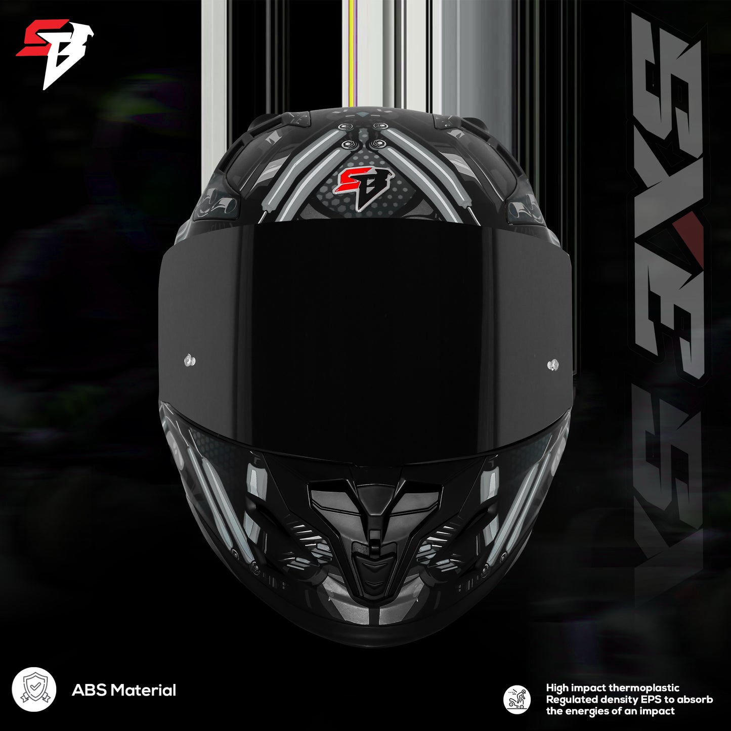 Steelbird SBH-61 SXE X2 Pinlock ISI and Dot Certified Full Face Helmet for Men and with Inner Silver Sunshield (Glossy Black Grey with Smoke Visor)