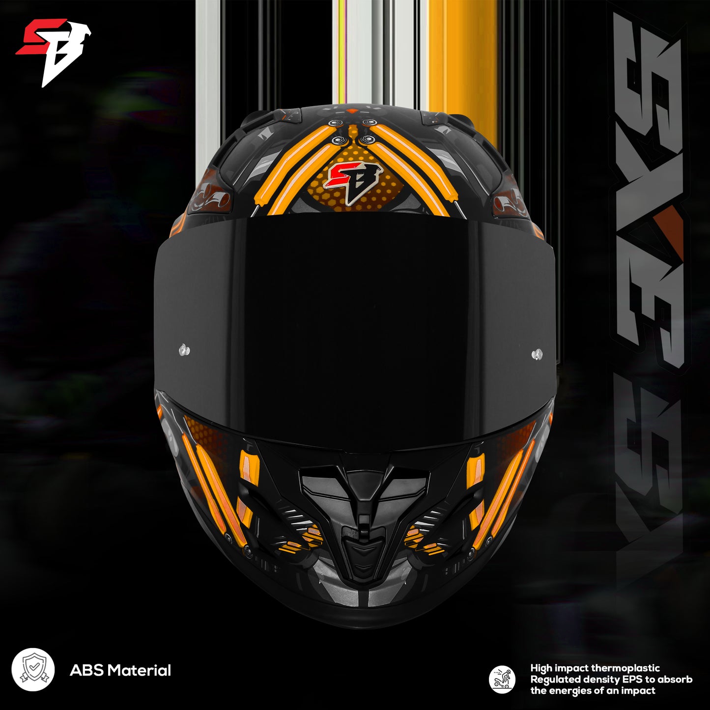 Steelbird SBH-61 SXE X2 Pinlock ISI and Dot Certified Full Face Helmet for Men and with Inner Silver Sunshield (Glossy Black Neon with Smoke Visor)