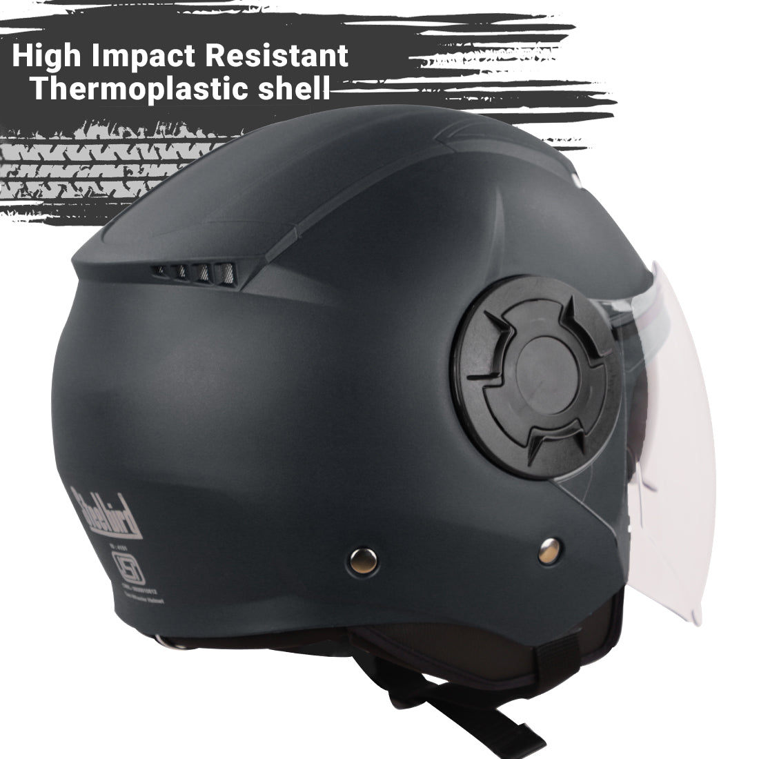Steelbird GT Dashing ISI Certified Open Face Helmet for Men and Women with Inner Sun Shield ( Dual Visor Mechanism ) .