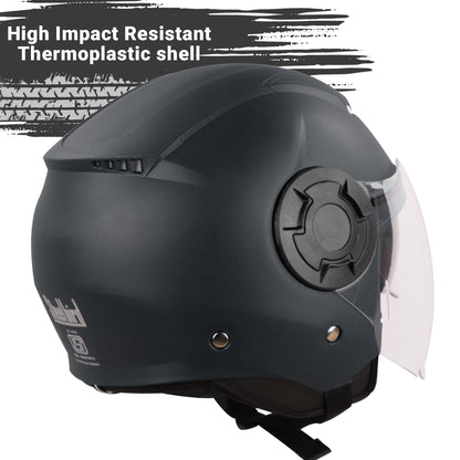 Steelbird GT Dashing ISI Certified Open Face Helmet for Men and Women with Inner Sun Shield ( Dual Visor Mechanism ) .