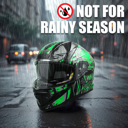 Steelbird SBH-25 Predator ISI Certified Full Face Graphic Helmet for Men and Women (Glossy Black Green with Inner Smoke Sun Shield).