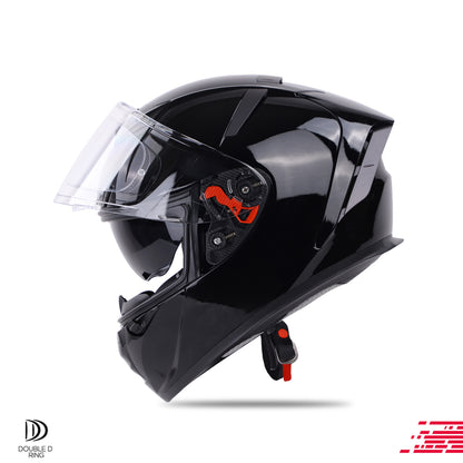 Ignyte IGN-4 ISI/DOT Certified Full Face Helmet with Outer Anti-Fog Clear Visor and Inner Smoke Sun Shield(Glossy Midnight Black)